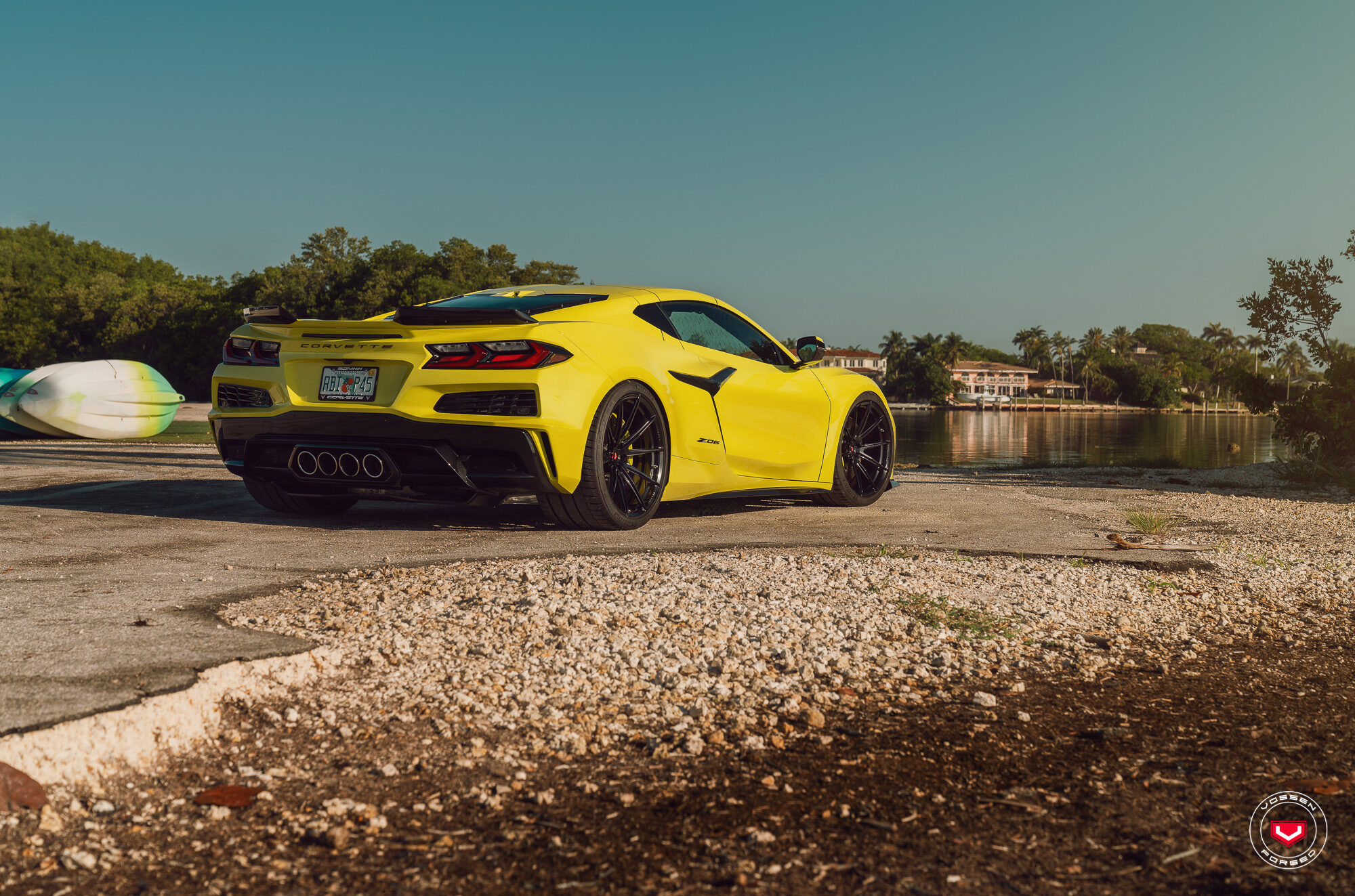 Corvette C8 Z06 rear three-quarter with quad exhaust