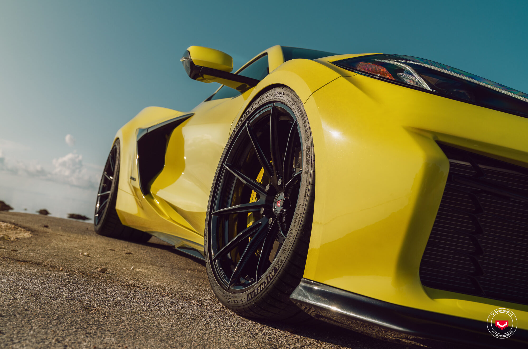 Low angle of the Z06 front fender and wheel
